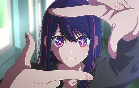 手指框架 明星眼睛 双色头发 动漫女孩  电脑壁纸 4K壁纸