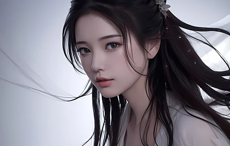 亚洲人 脸 长发 艺术  电脑壁纸 4K壁纸