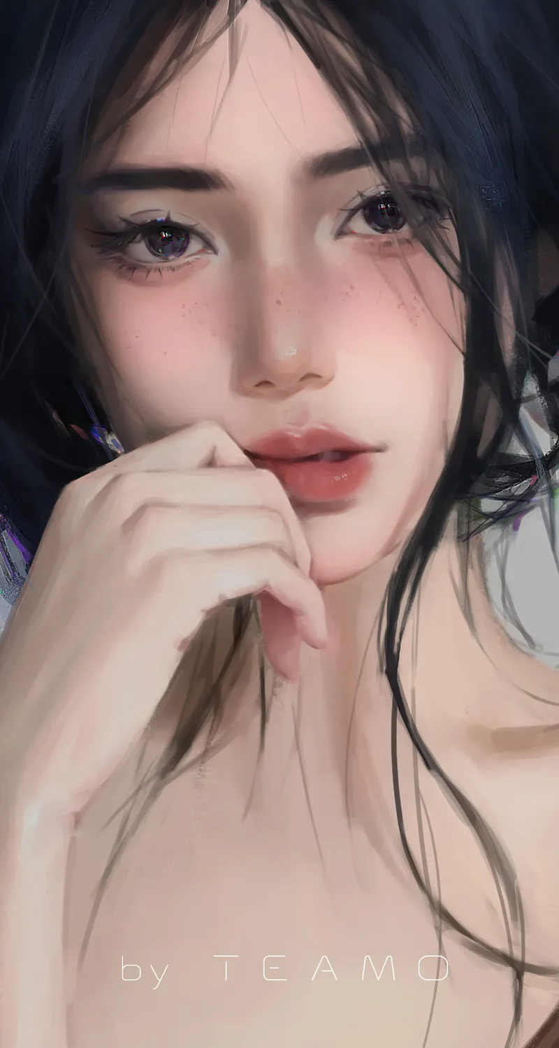 亚洲 女性 观看者 长发  白色背景 肖像显示 手机壁纸 4K壁纸