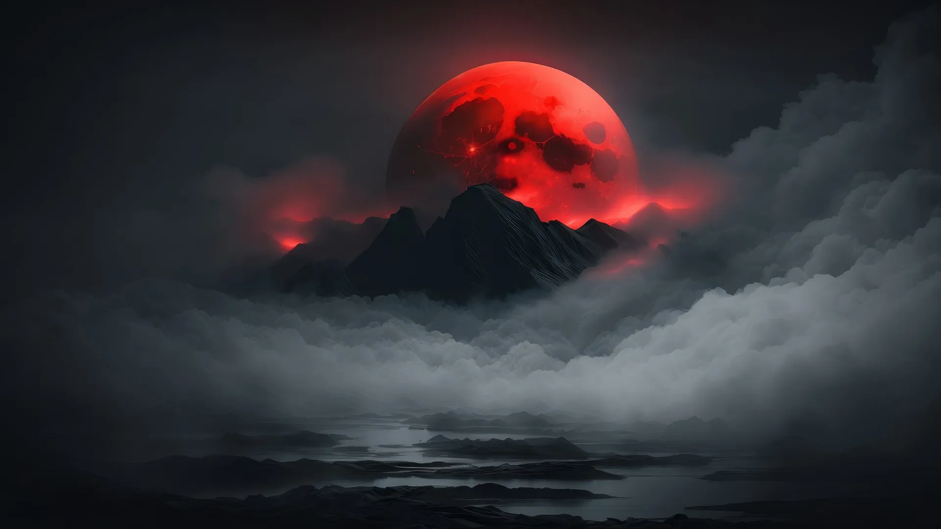 雾 云 山 水 自然 艺术 红色  电脑壁纸 4K壁纸