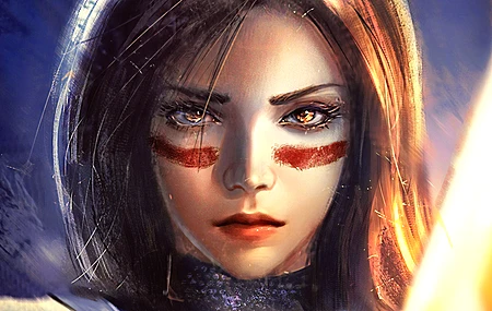 女人 脸 幻想女孩 战士 AI艺术 幻想艺术 粉丝艺术 阿丽塔 肖像  电脑壁纸 4K壁纸