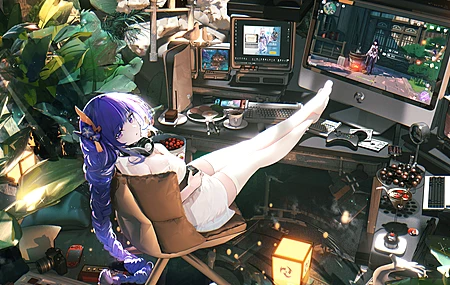 动漫 动漫女孩 长袜 白色长袜  电脑壁纸 4K壁纸