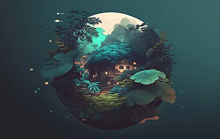 插图 简单背景 极简主义 树叶 球体 自然 树叶 球形  电脑壁纸 4K壁纸