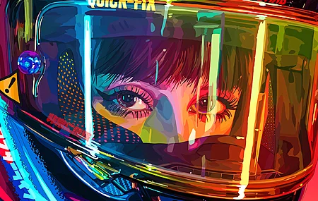 女人 眼睛 警示标志 五颜六色 充满活力  电脑壁纸 4K壁纸