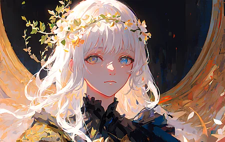 女人 白发 蓝眼睛 长发 黑发 动漫女孩 异瞳 人工智能艺术  电脑壁纸 4K壁纸