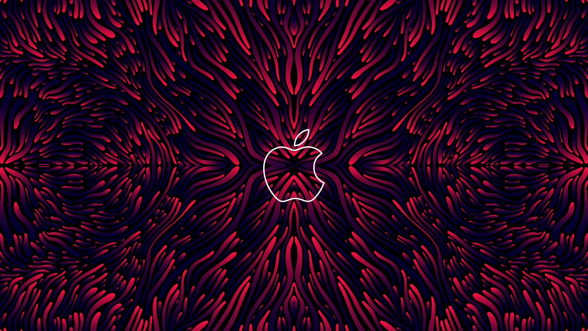 苹果公司 抽象 AI艺术 版 对称 红色 徽标 电脑壁纸 8K壁纸