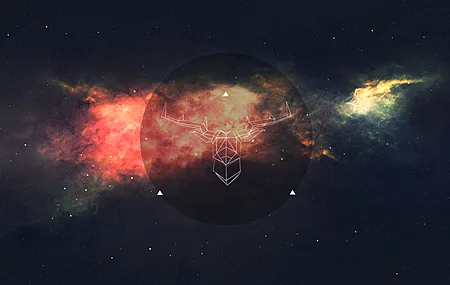 空间 线框 鹿 极简主义 矢量 抽象 抽象 空间艺术 AI艺术 圆 星云  电脑壁纸 4K壁纸