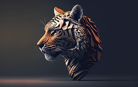 老虎 动物 极简主义 简单背景  电脑壁纸 4K壁纸