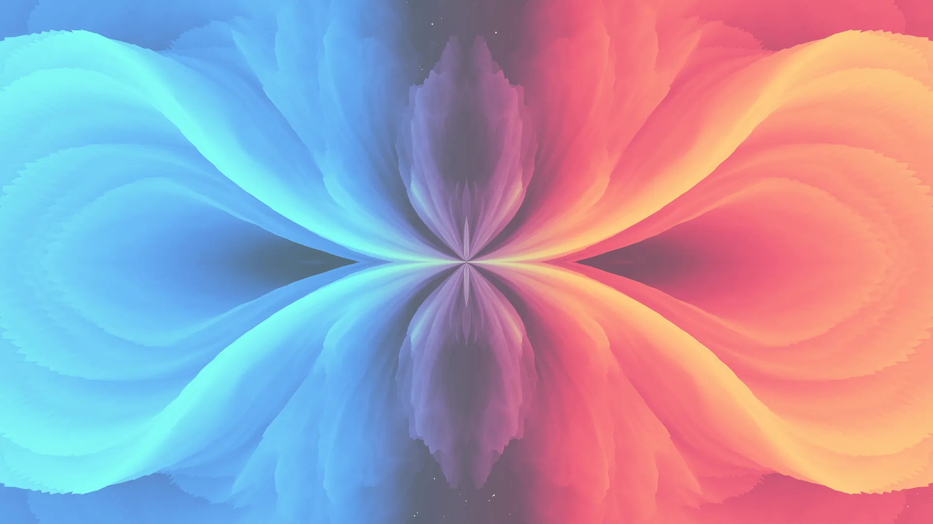 分形 AI艺术 对比度 蓝色 红色 镜像 抽象 青色 对称  电脑壁纸 4K壁纸