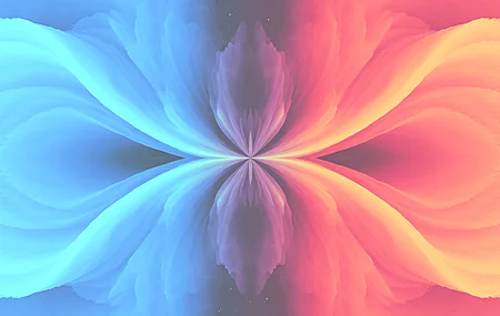 分形 AI艺术 对比度 蓝色 红色 镜像 抽象 青色 对称  电脑壁纸 4K壁纸