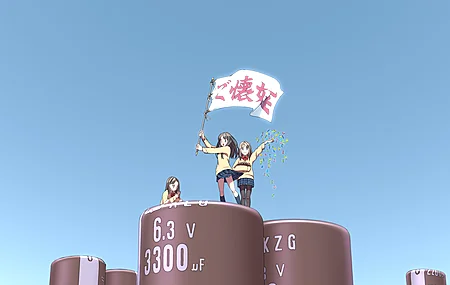 电子 芯片 校服 电脑 黑色连裤袜 动漫女孩 电容器 旗帜 五彩纸屑 电子 动漫  电脑壁纸 4K壁纸