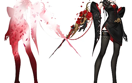 荣誉国王 刀 长袜 黑裙子 花衣服 花在头发 游戏 极简主义 白色背景 花瓣 帽子  电脑壁纸 4K壁纸