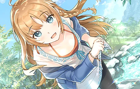 金发 蓝眼睛 切线 动漫 动漫女孩  电脑壁纸 4K壁纸