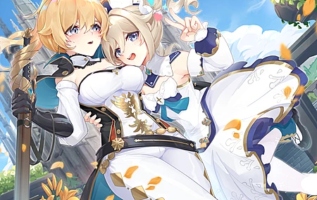 女孩 和平手势 蓝眼睛 原神 动漫女孩  电脑壁纸 4K壁纸