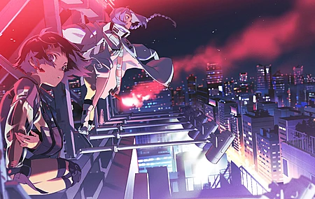  动漫 动漫女孩 城市风光 夜晚  电脑壁纸 4K壁纸