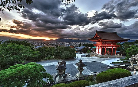 寺庙 京都 城市 亚洲建筑 亚洲 天空 电脑壁纸 4K壁纸