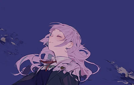 微笑 长发 动漫女孩 简单背景 风 极简主义 夹克 天空 云 电脑壁纸 4K壁纸