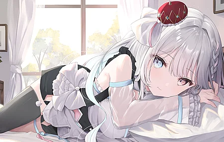 长发 闭着嘴 动漫 动漫女孩 窗户 室内 电脑壁纸 4K壁纸