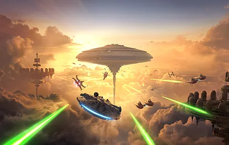 夕阳辉光 天空 超宽 翼 星球大战 电脑壁纸 4K壁纸