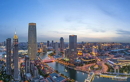 城市灯光 天津 海河 电脑壁纸 4K壁纸