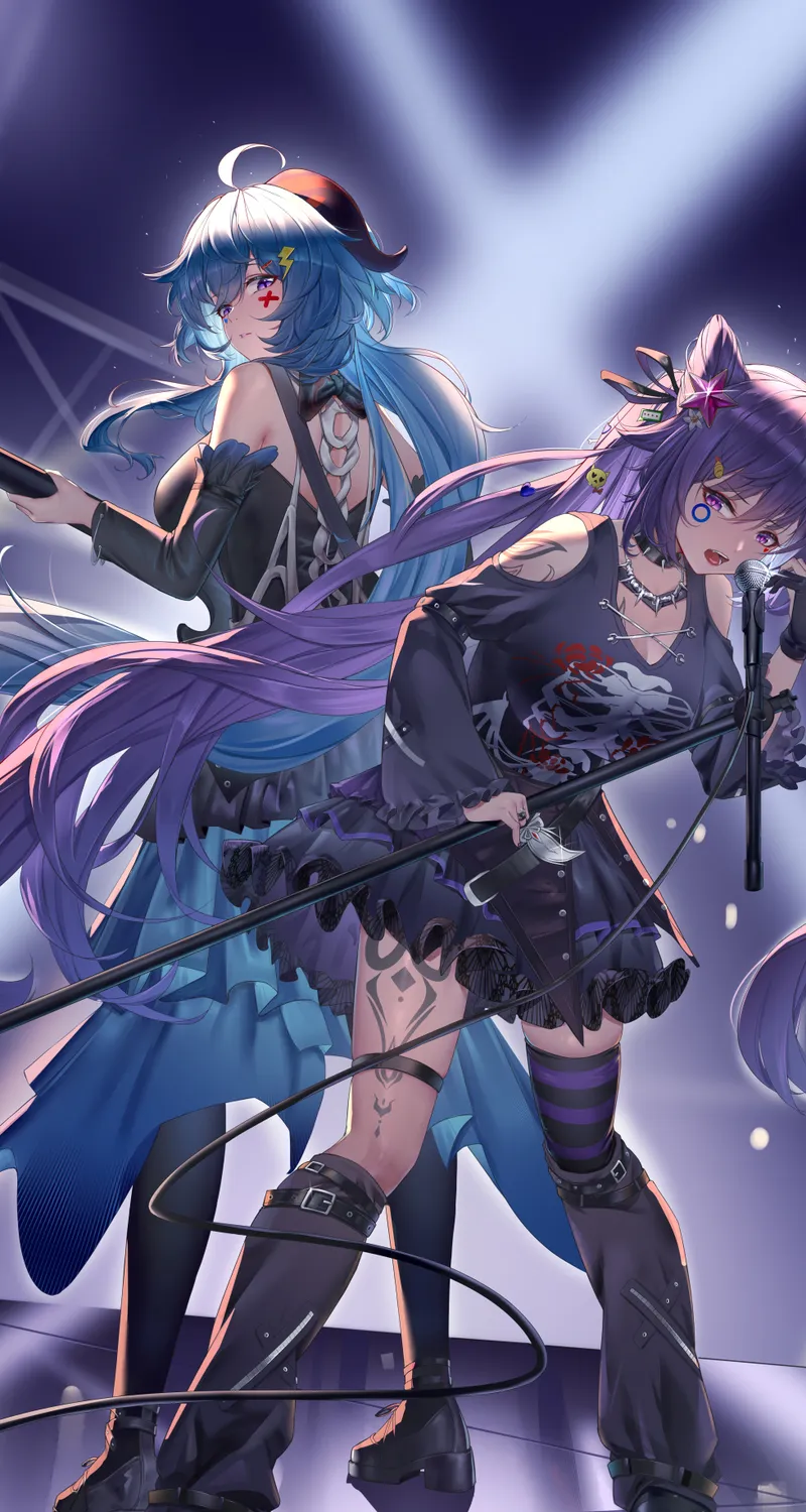 长发 站立  张开嘴 动漫 动漫女孩 手机壁纸 4K壁纸