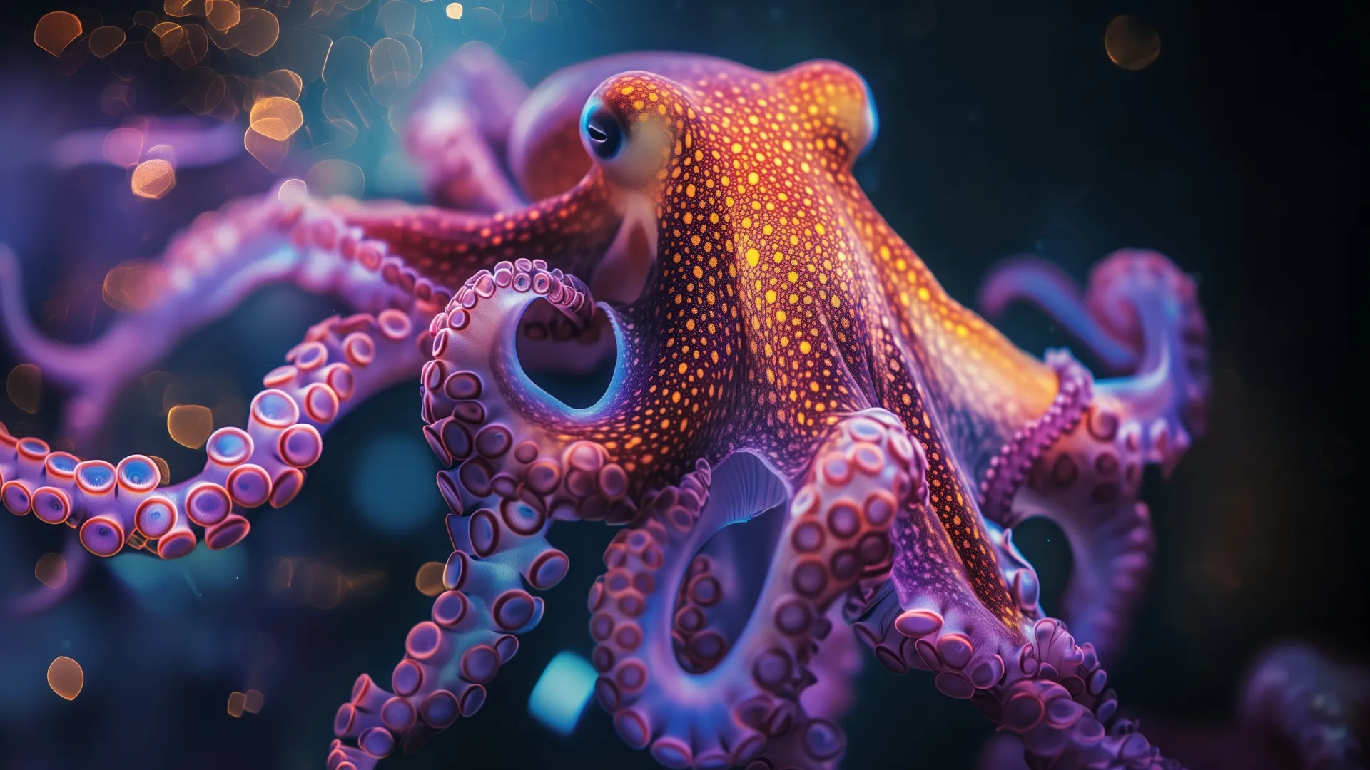 AI艺术 章鱼 水下 彩色 电脑壁纸 4K壁纸