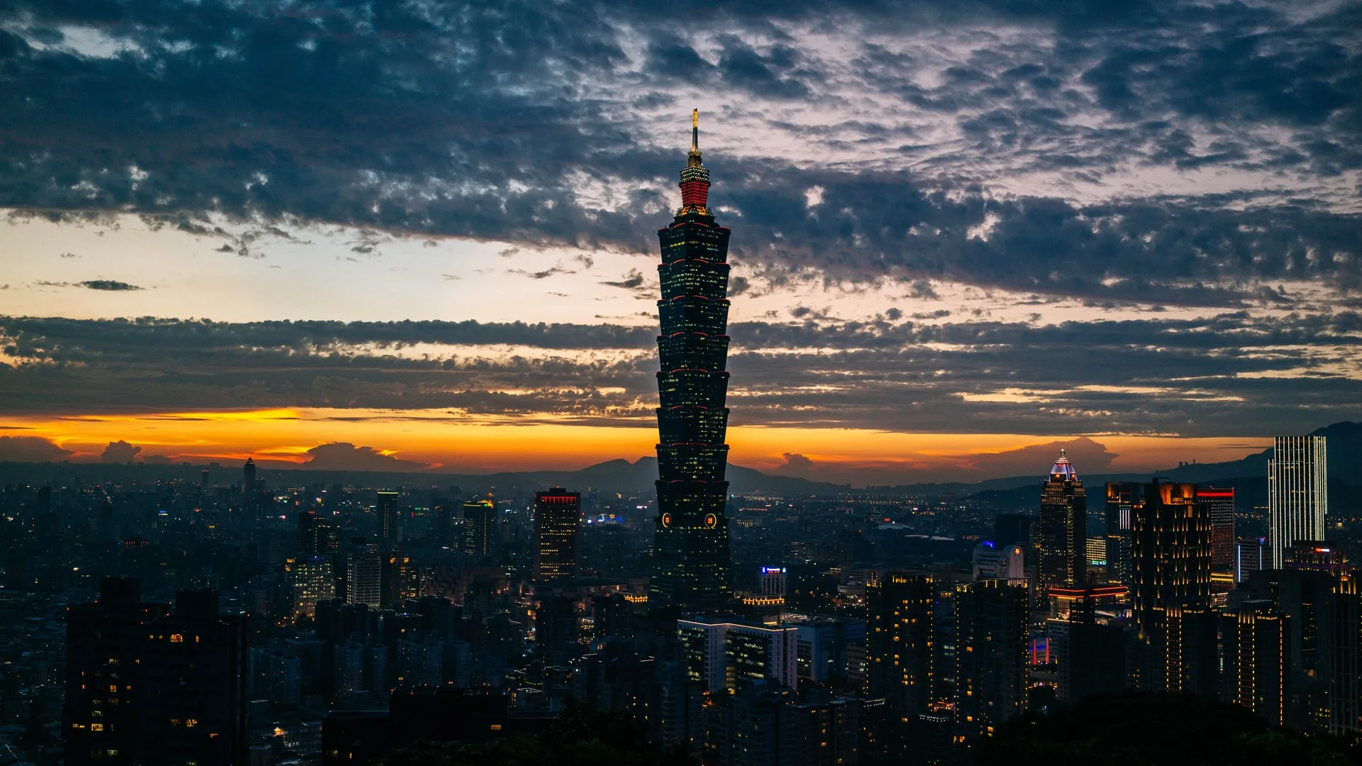 城市 云 摩天大楼 台北 台湾 电脑壁纸 4K壁纸