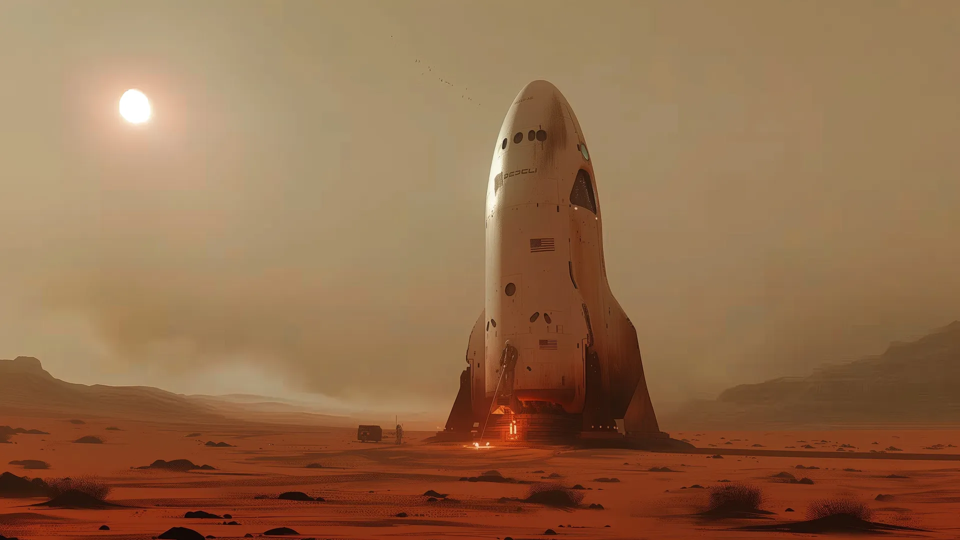 AI艺术 插图 火箭 火星 电脑壁纸 4K壁纸