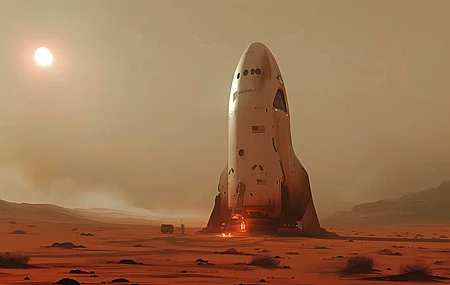 AI艺术 插图 火箭 火星 电脑壁纸 4K壁纸