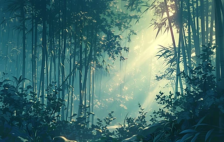 AI艺术 插图 竹子 森林 电脑壁纸 4K壁纸