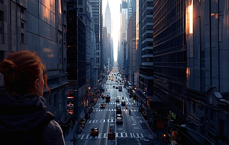 女性 AI艺术 插图 城市 街道 纽约市 电脑壁纸 4K壁纸