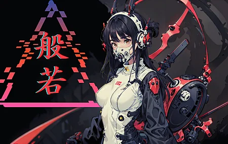 AI艺术 动漫女孩 霓虹灯 电脑壁纸 4K壁纸