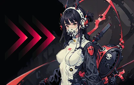 AI艺术 动漫女孩 霓虹灯 电脑壁纸 4K壁纸