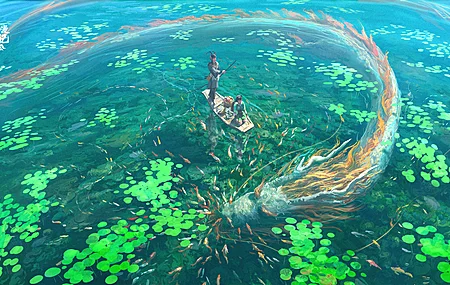 数码艺术 艺术品 插图 幻想艺术 船 水 龙 电脑壁纸 4K壁纸
