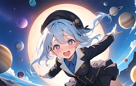动漫女孩 AI艺术 星球 电脑壁纸 4K壁纸