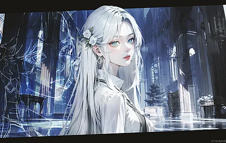 白色头发 回首 动漫 动漫女孩 电脑壁纸 4K壁纸