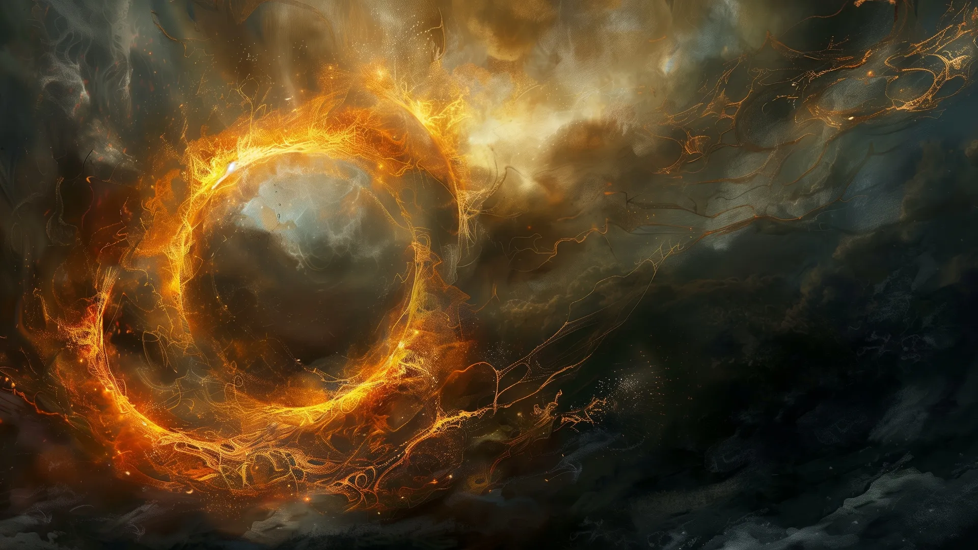 AI艺术 插图 云 抽象 火 圈 电脑壁纸 4K壁纸