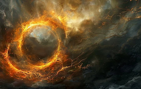 AI艺术 插图 云 抽象 火 圈 电脑壁纸 4K壁纸