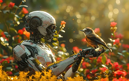 AI艺术 插图 机器人 自然 鸟类 电脑壁纸 4K壁纸