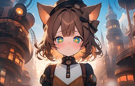 猫耳朵 动漫女孩 AI艺术  电脑壁纸 4K壁纸