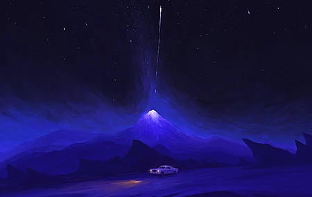 插图 风景 自然 夜 夜景 山 车辆 汽车 电脑壁纸 4K壁纸