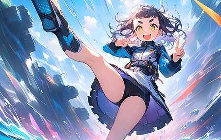 动漫女孩 AI艺术 胜利手势 电脑壁纸 4K壁纸