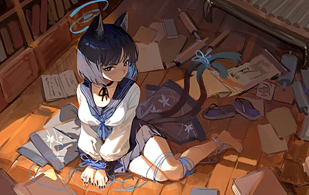 美诺 动漫 动漫女孩 蓝色档案馆 电脑壁纸 4K壁纸