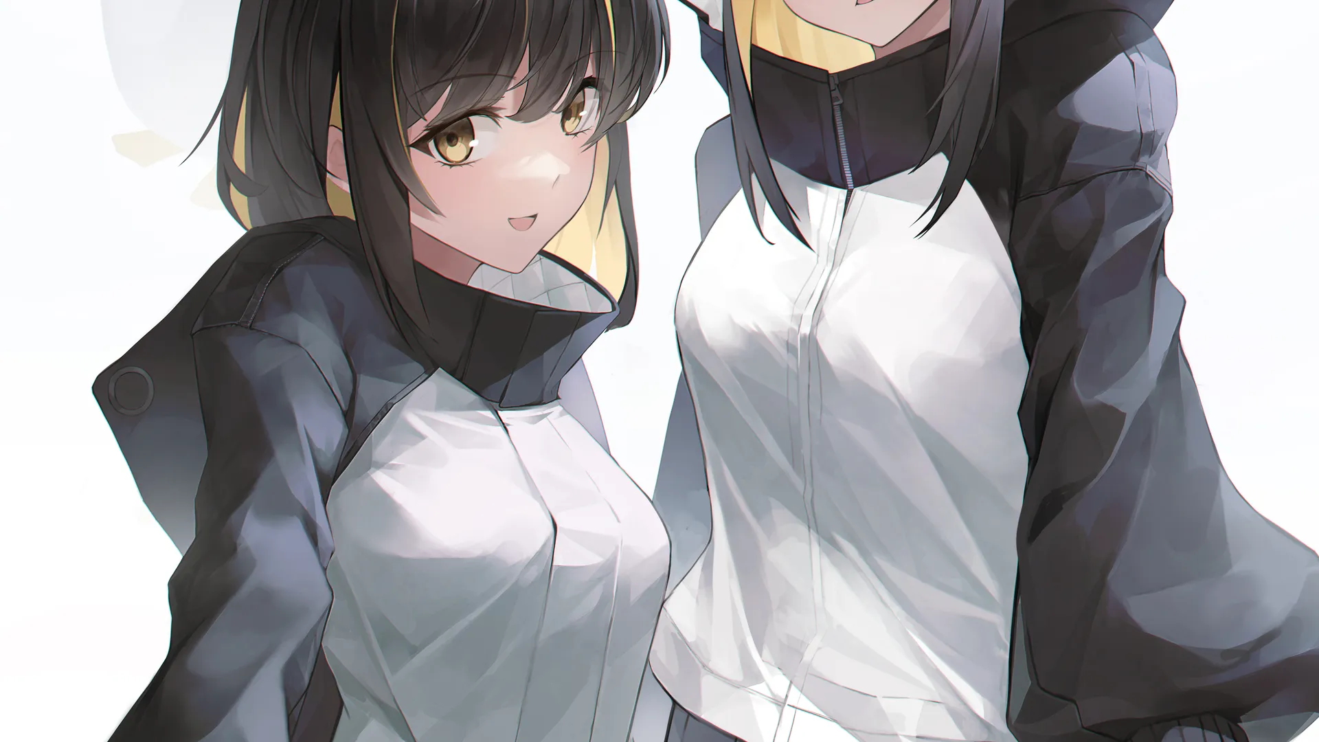 原创人物 双胞胎 两个女人 动漫 动漫女孩 艺术品 数字艺术 粉丝艺术 黄眼睛 手机壁纸 4K壁纸