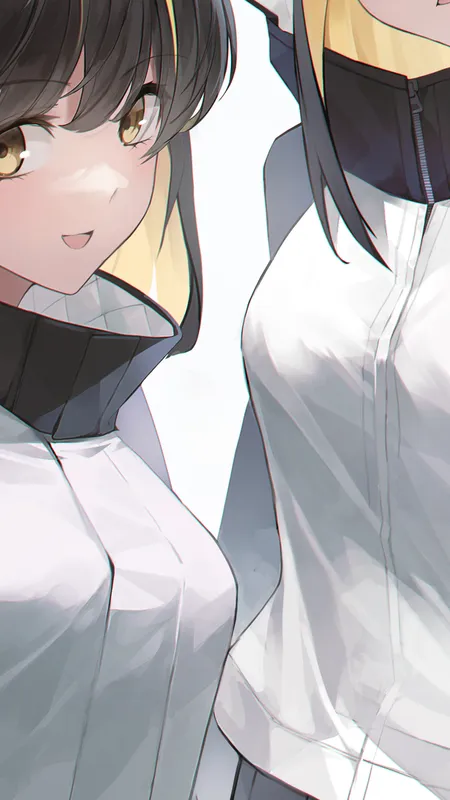 原创人物 双胞胎 两个女人 动漫 动漫女孩 艺术品 数字艺术 粉丝艺术 黄眼睛 手机壁纸 4K壁纸