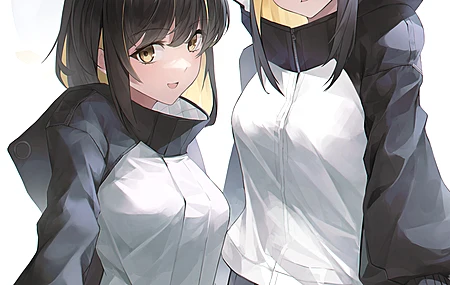 原创人物 双胞胎 两个女人 动漫 动漫女孩 艺术品 数字艺术 粉丝艺术 黄眼睛 手机壁纸 4K壁纸