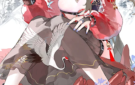 动漫 中国服装 山 红眼镜 龙虾 手机壁纸 4K壁纸