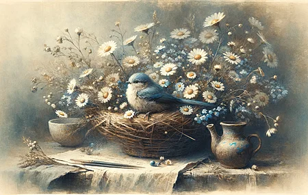 AI艺术 鸟 花 春天 电脑壁纸 4K壁纸