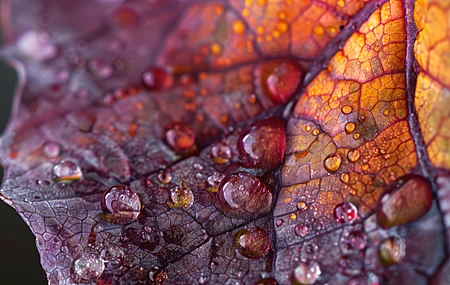 AI艺术 水滴 树叶 秋天 电脑壁纸 4K壁纸