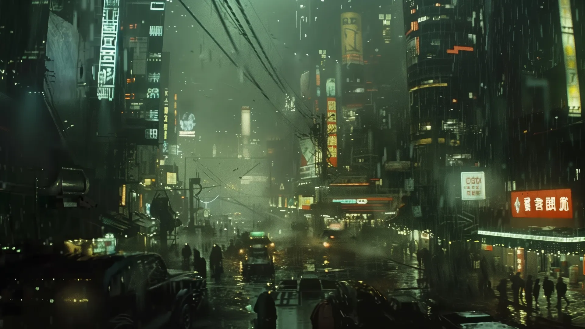 AI艺术 赛伯朋克 城市景观 霓虹灯 电脑壁纸 4K壁纸